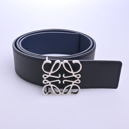 Reversible Anagram Leather Belt Black/Navy