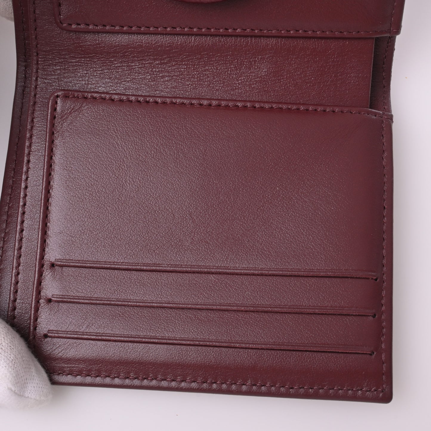 Caviar Tri-fold Wallet Bordeaux G Hardware 31 Series