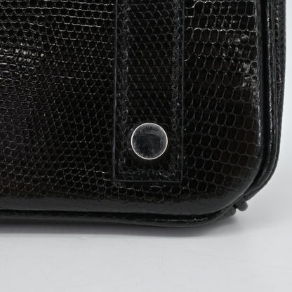 Lizard Birkin 25 Black Silver hardware □M engraved