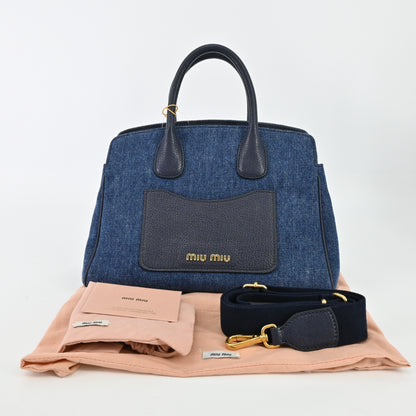 Denim Leather 2WAY Hand Navy