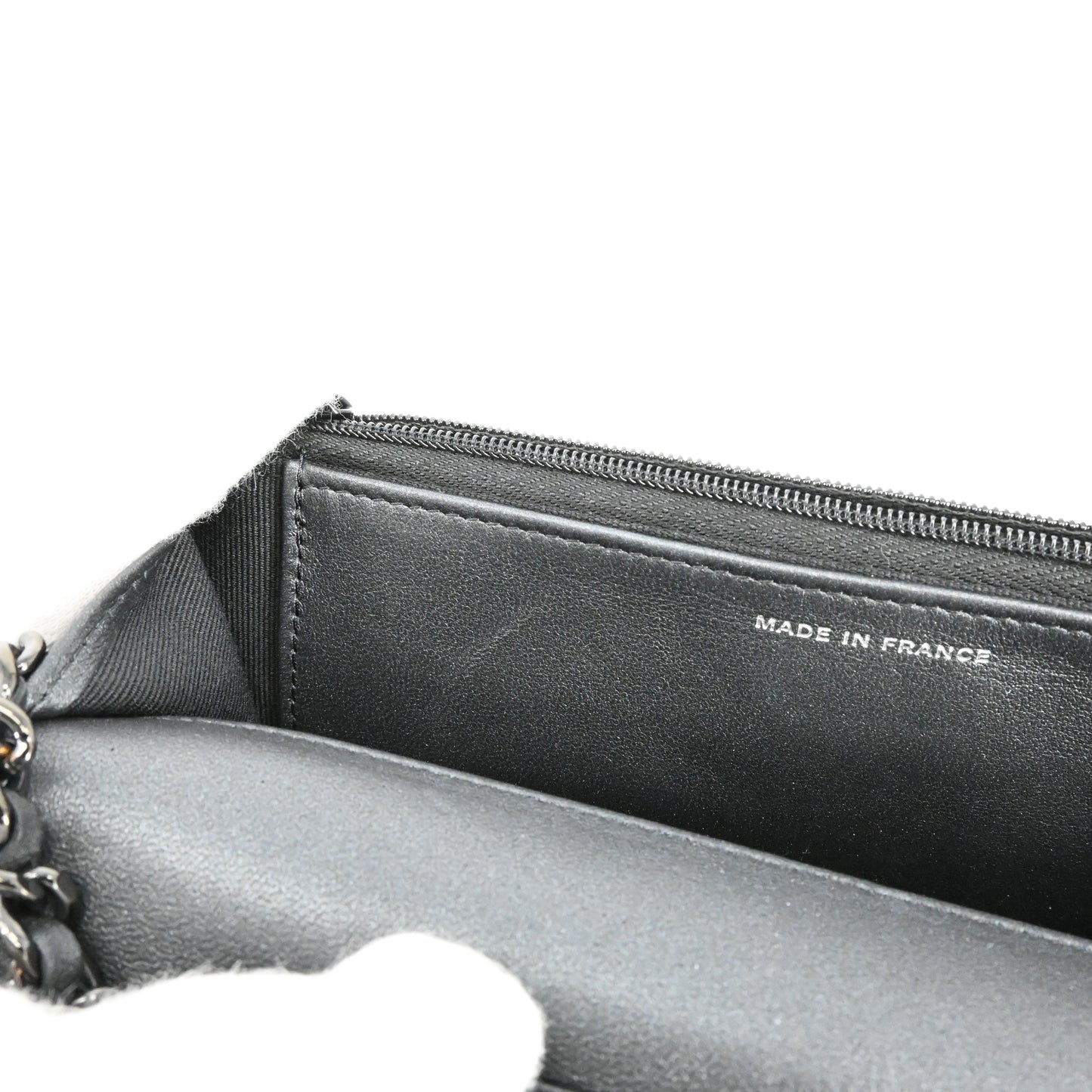 Lambskin Matelasse Chain Shoulder Wallet Black Metal Fittings IC Chip