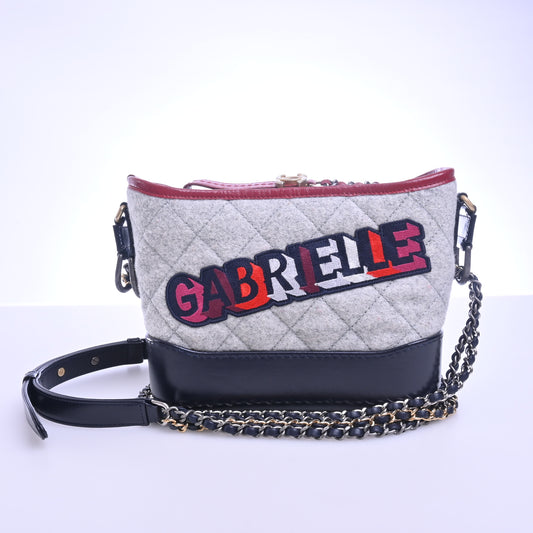 Felt Gabriel Shoulder Bag, Grey, Silver Hardware, 24th Series