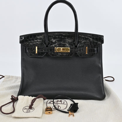 Niloticus Novillo Birkin 30 Touch Black PG hardware C engraved