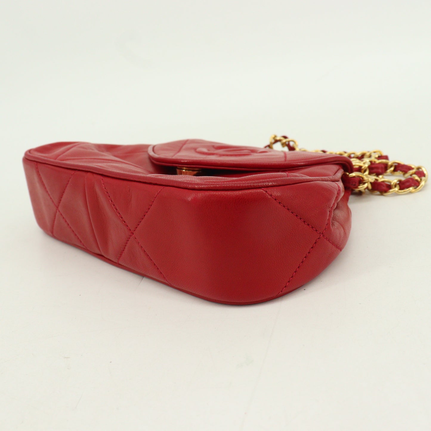 Lambskin Matelasse Chain Shoulder Bag G Metal Fittings Red Series 1