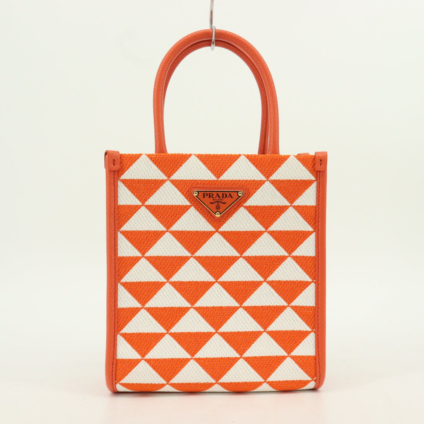 Canvas x Saffiano 2WAY mini handbag Orange x White