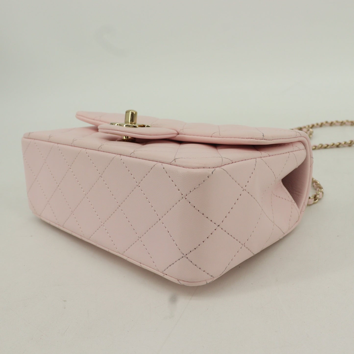 Lambskin Matelasse Top Handle Chain Shoulder Bag Pink G Hardware IC Chip