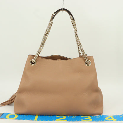 Leather Soho Tote Bag in Beige