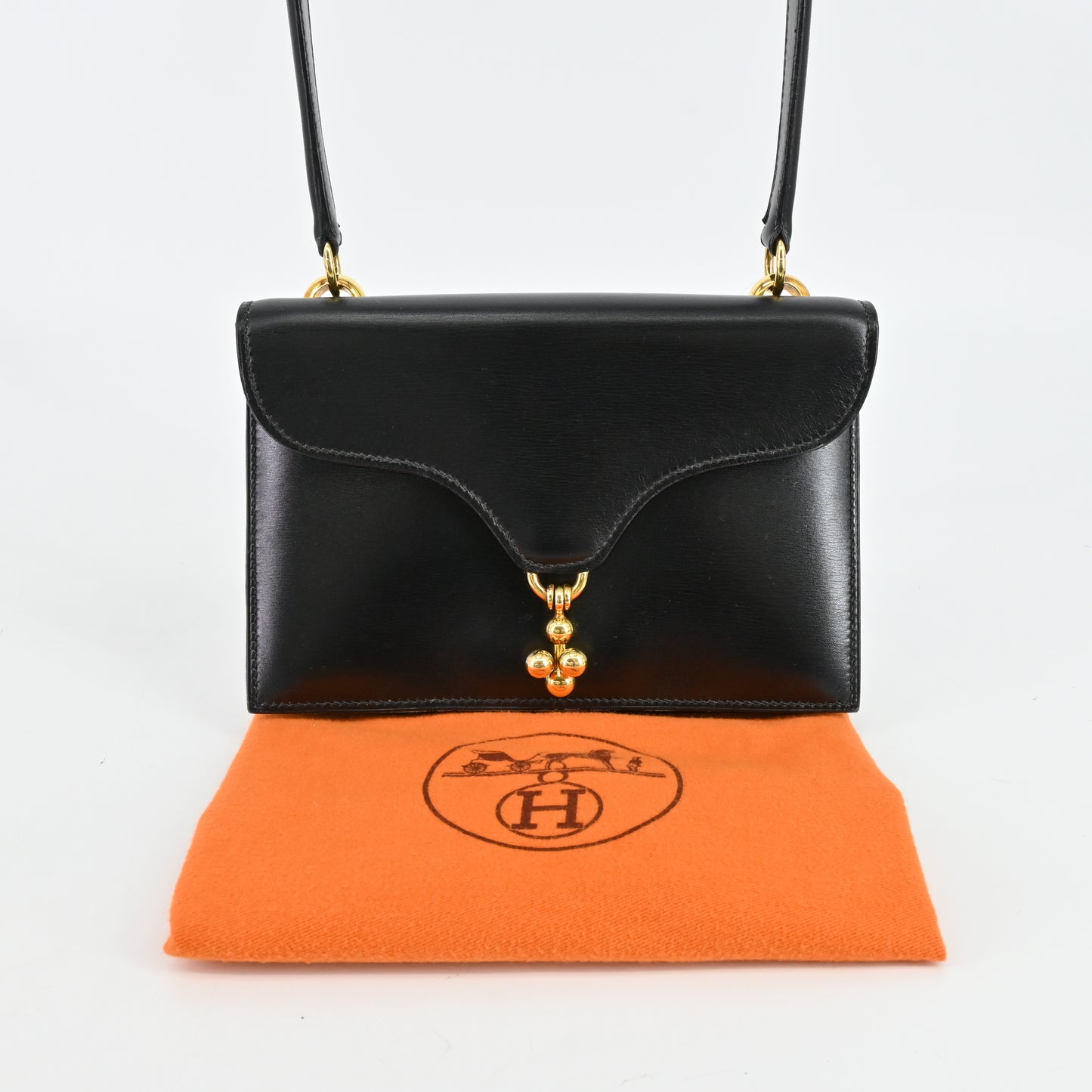 Box calf handbag with G hardware