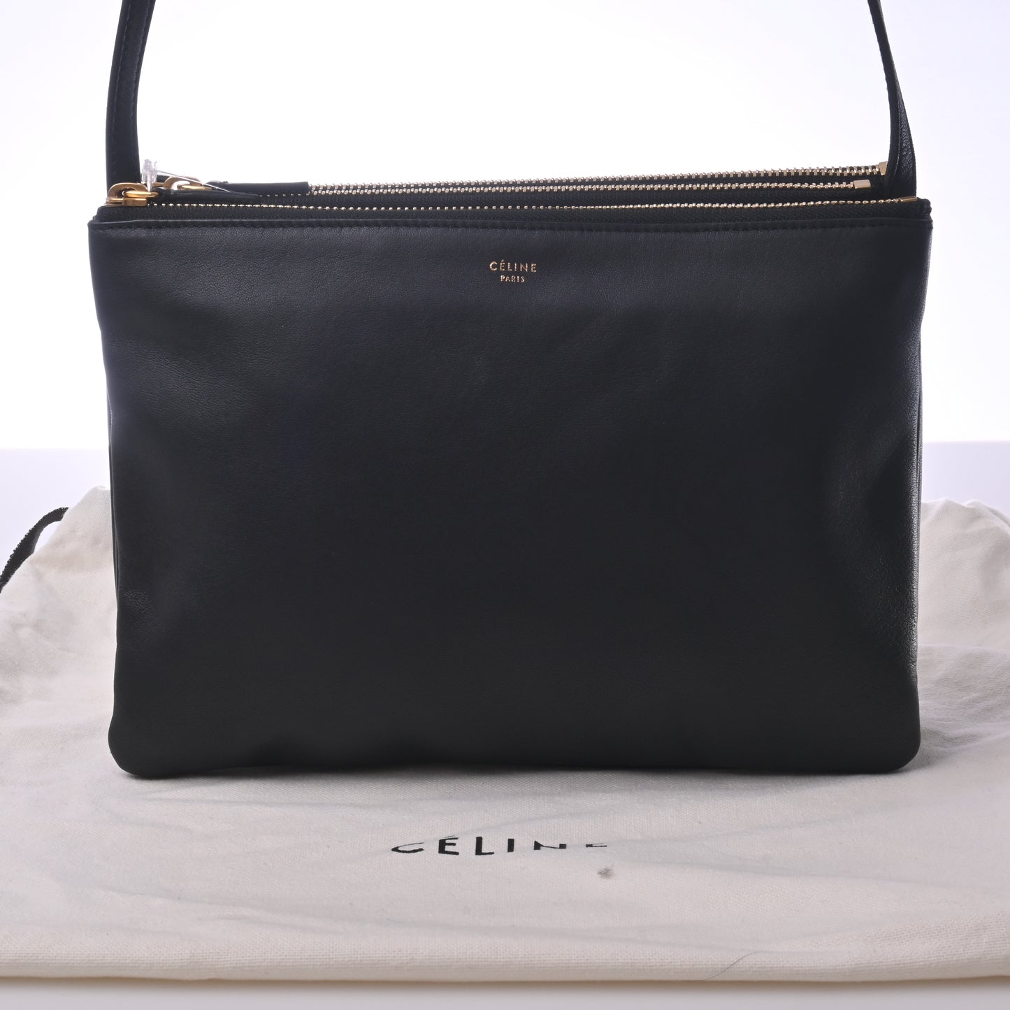 Leather Trio Large Shoulder Bag Black