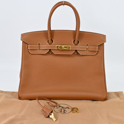 Birkin 35 Togo Gold G hardware C engraved