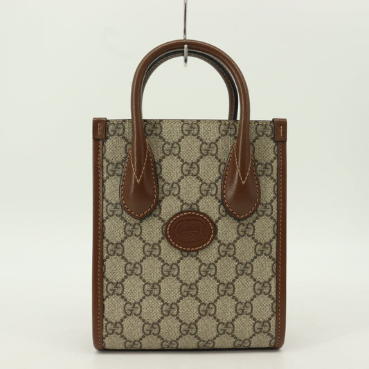 GG Supreme 2WAY Handbag Brown