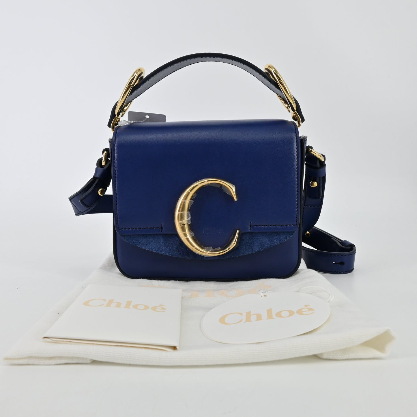 Leather 2WAY shoulder mini bag in blue