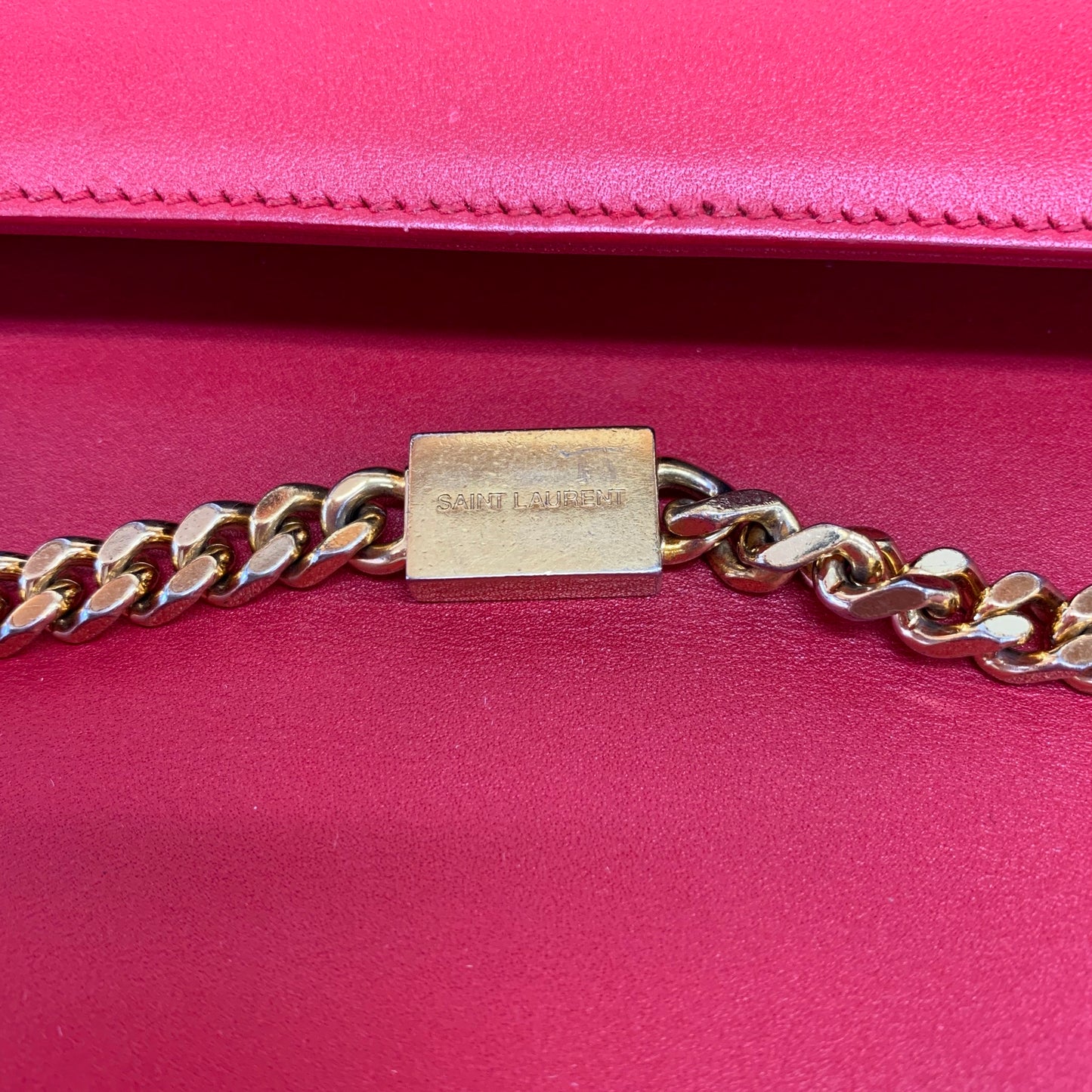 YSL Logo Red Chain Clutch Bag