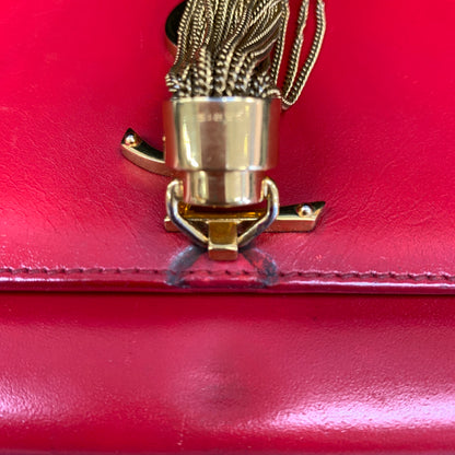 YSL Logo Red Chain Clutch Bag