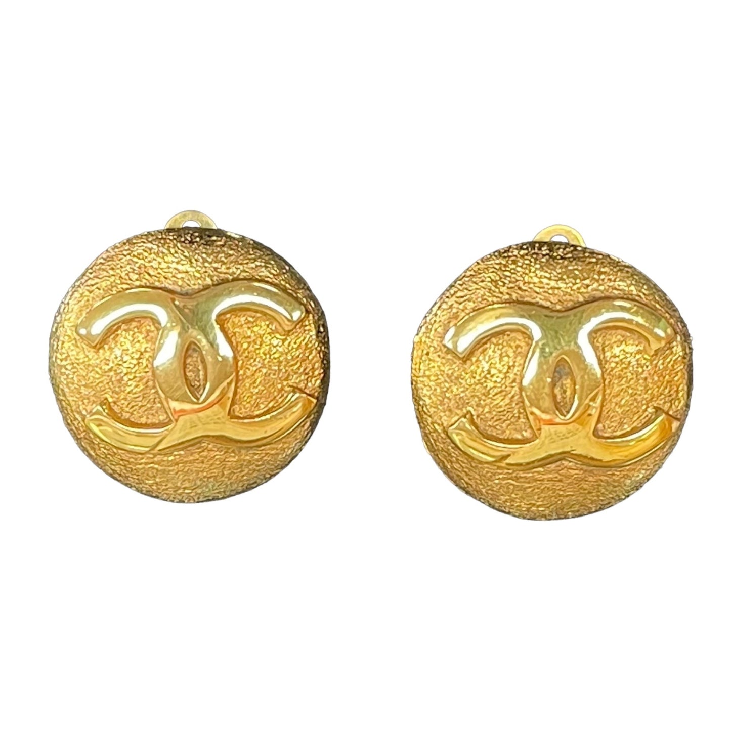 Round Gold Clip Earrings