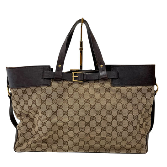 GG Canvas Leather Buckle Tote