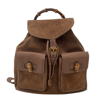 Bamboo Brown Suede Backpack