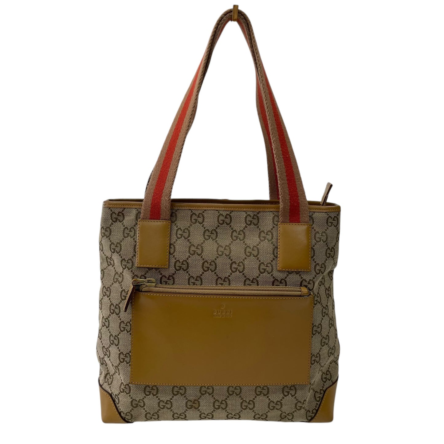 GG Canvas Sherry Line Leather Pocket Tote