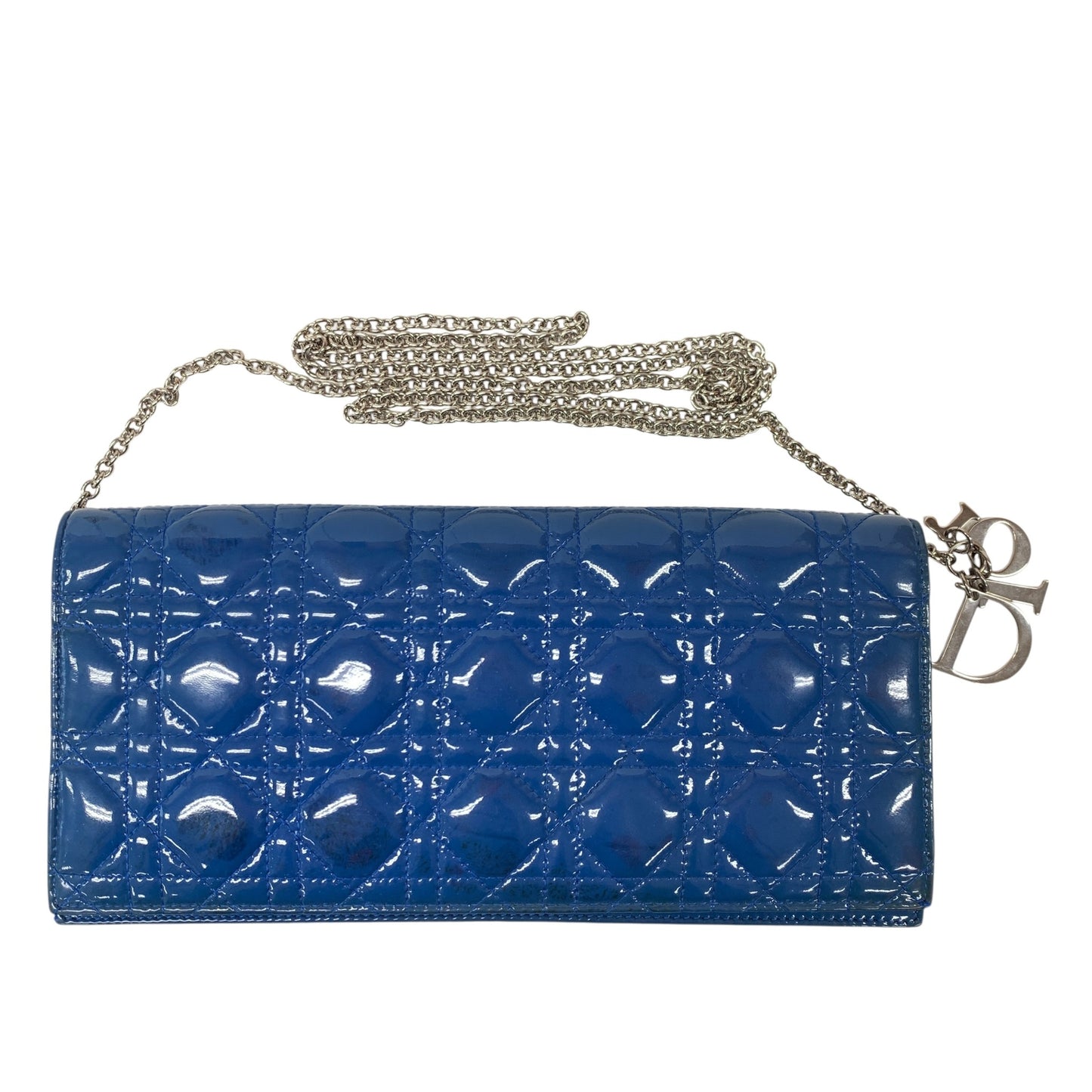 Cannage Patent Leather Wallet on Chain