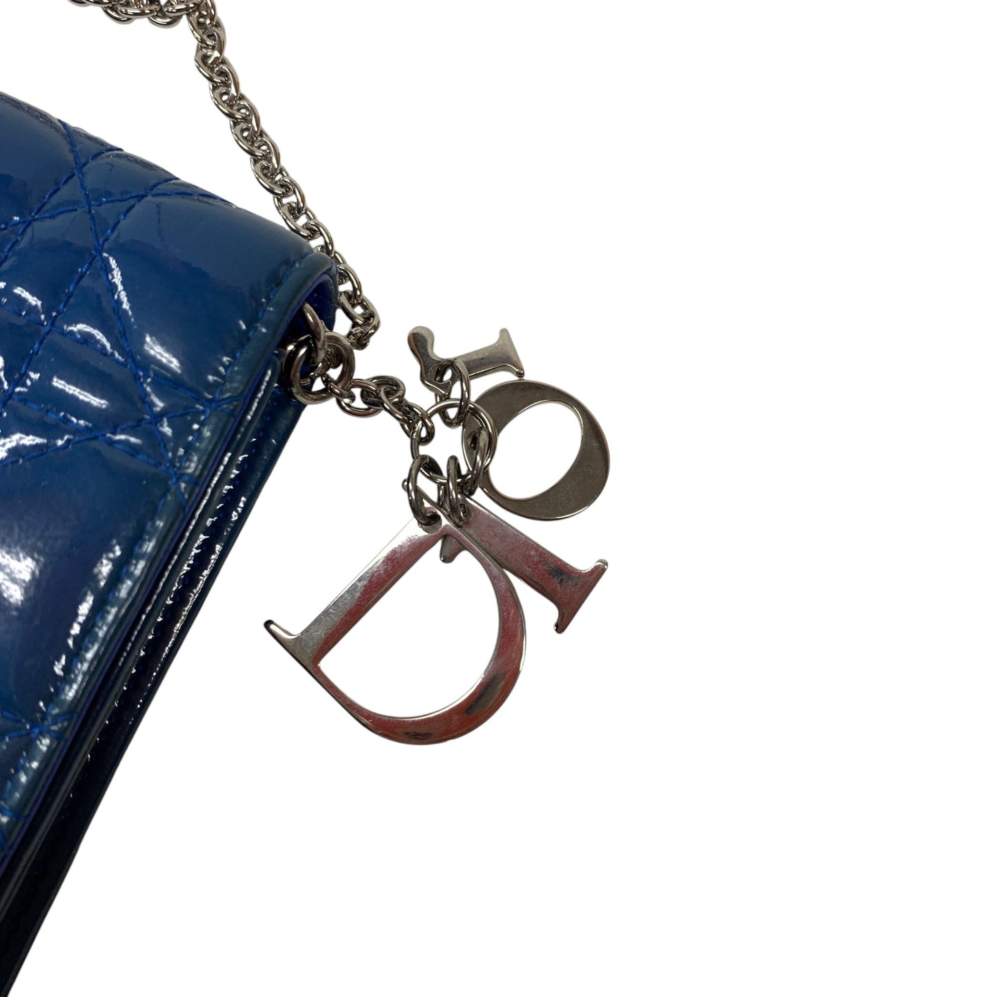 Cannage Patent Leather Wallet on Chain