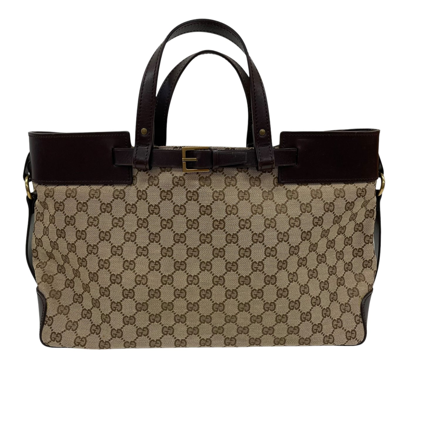 GG Canvas Leather Buckle Tote