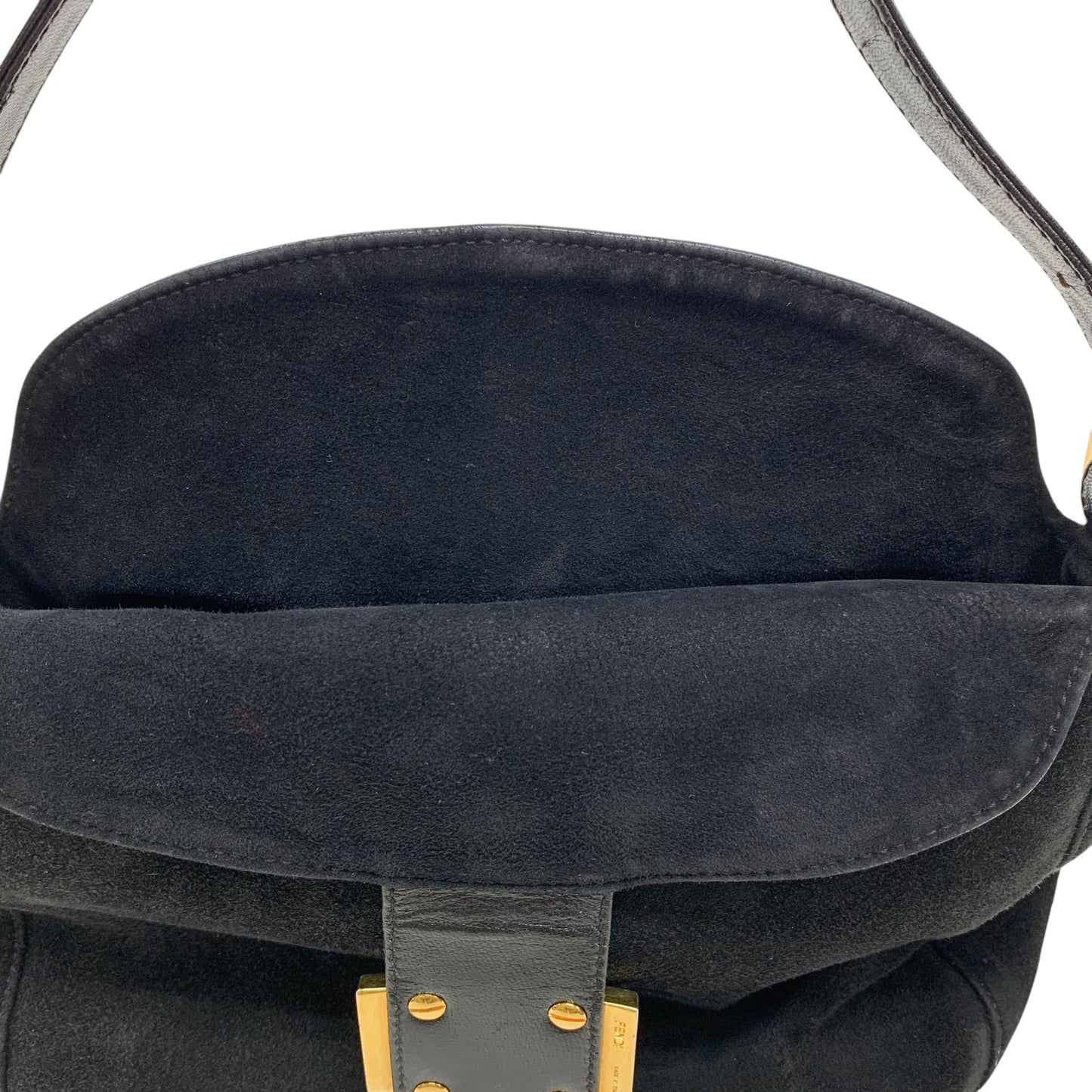 FF Logo Suede Leather Shoulder Bag