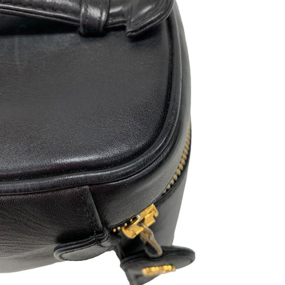 Vertical Black Leather Vanity Bag