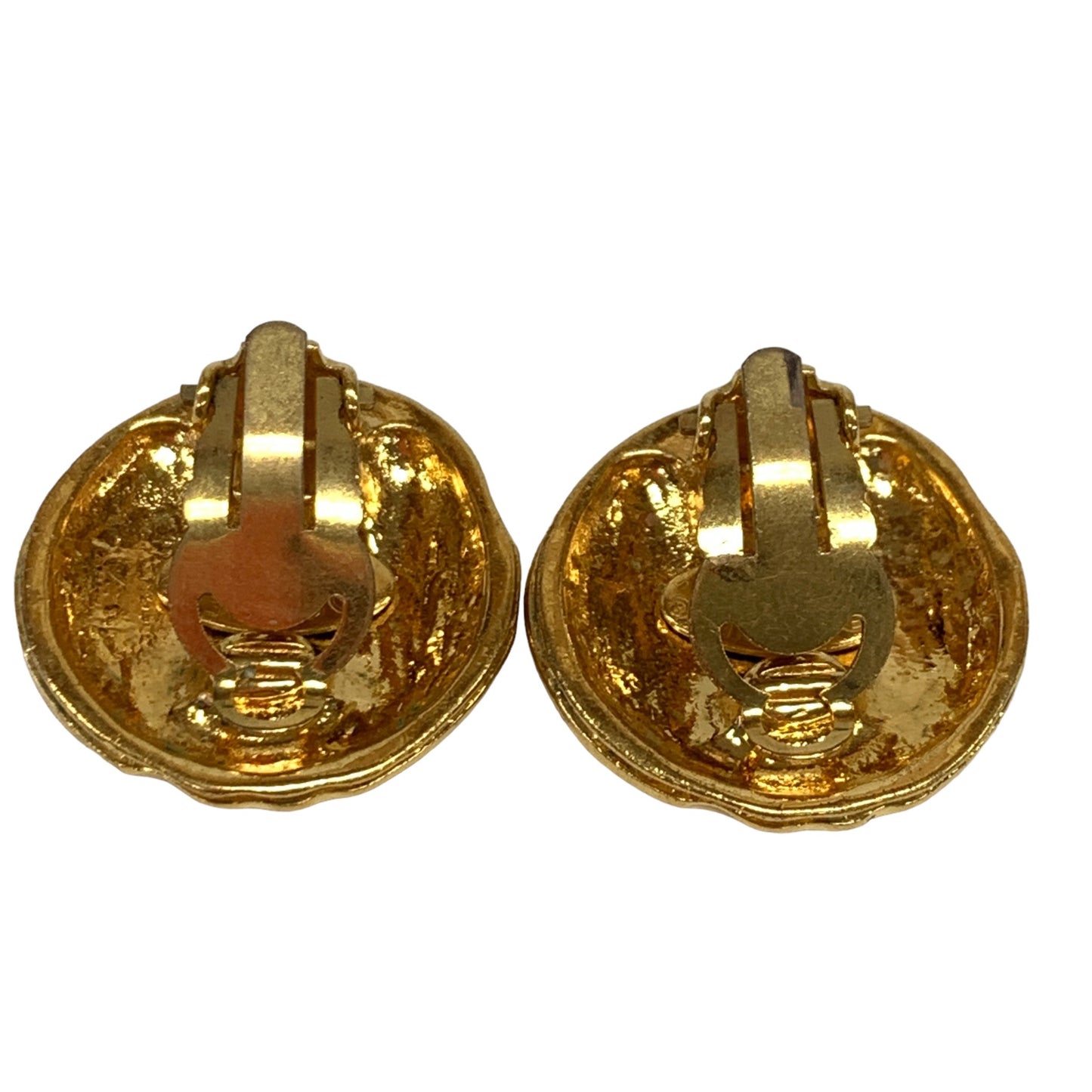 CC Logo Gold Round Clip Earrings