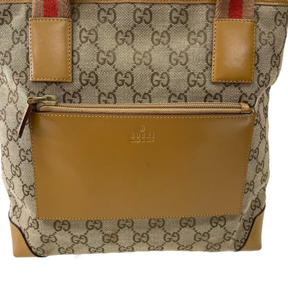 GG Canvas Sherry Line Leather Pocket Tote