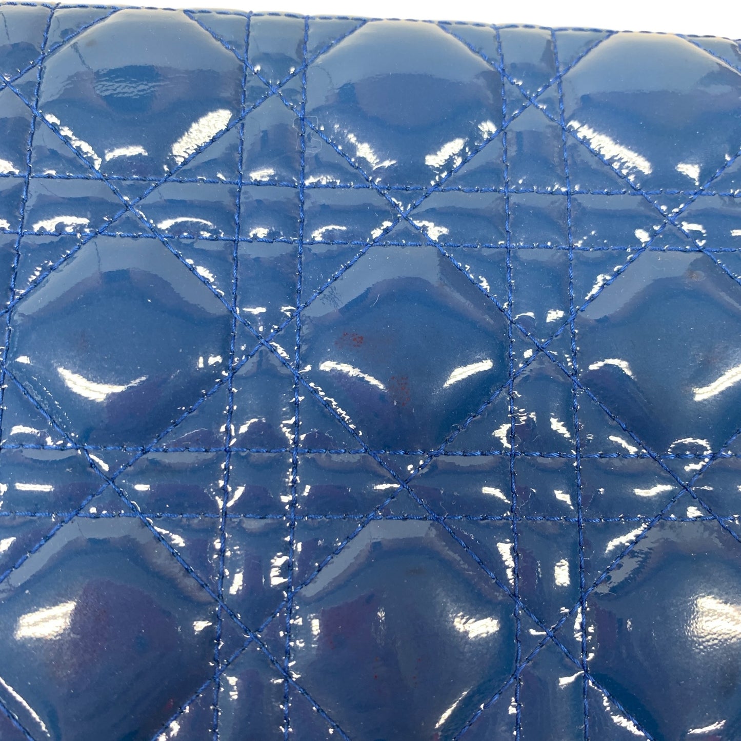 Cannage Patent Leather Wallet on Chain