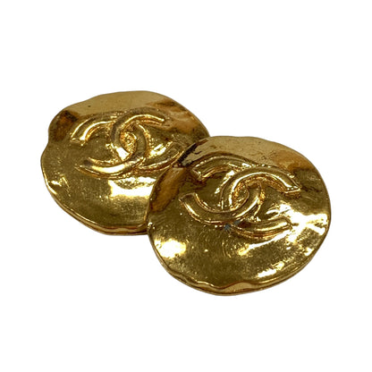 CC Logo Gold Round Clip Earrings