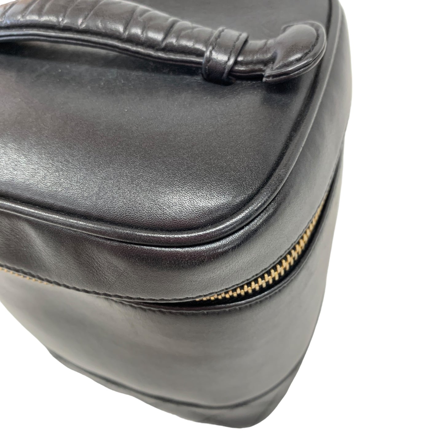 Vertical Black Leather Vanity Bag