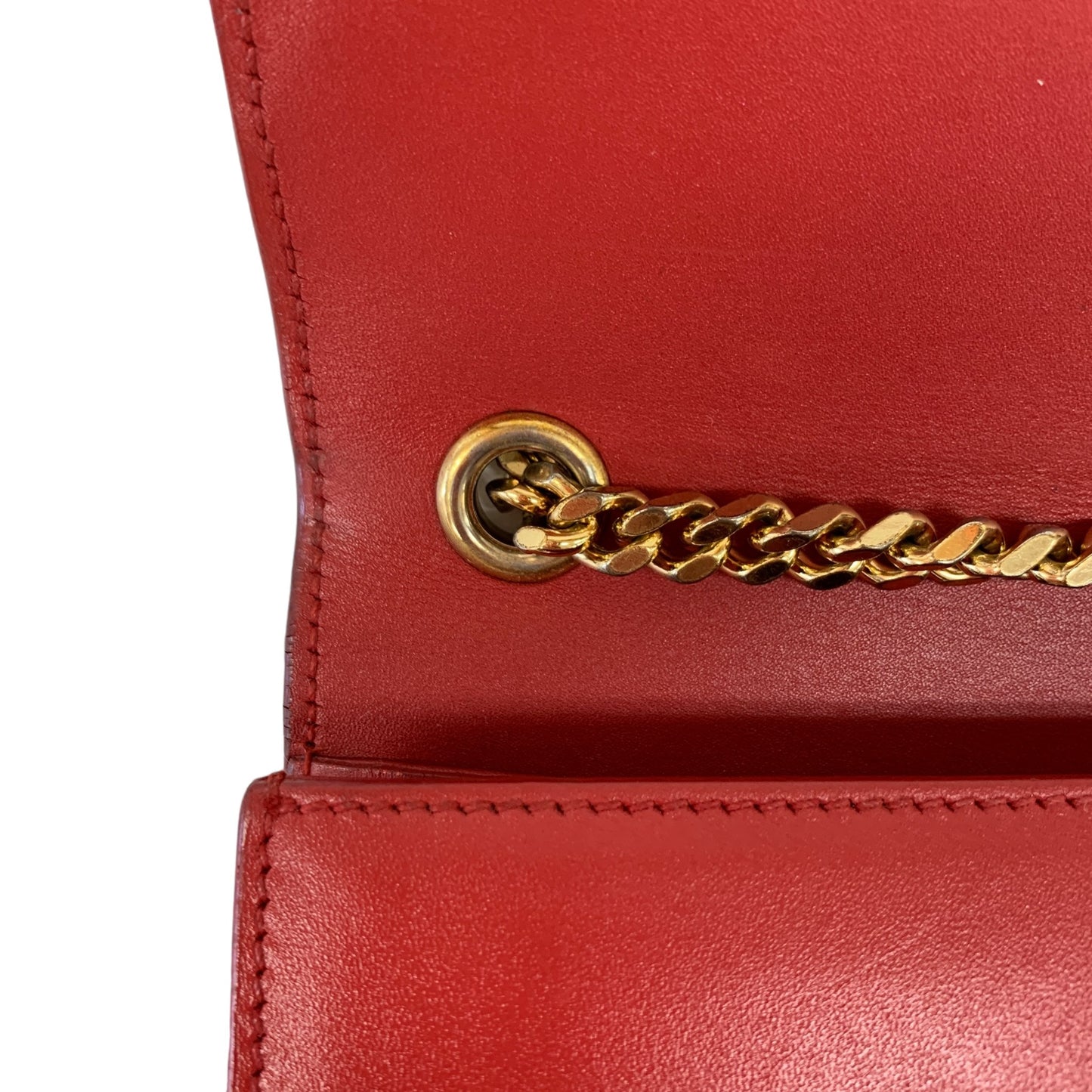 YSL Logo Red Chain Clutch Bag