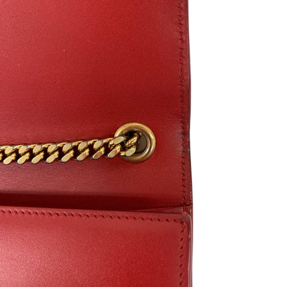 YSL Logo Red Chain Clutch Bag