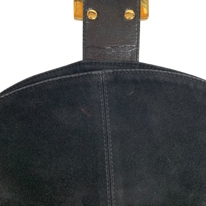 FF Logo Suede Leather Shoulder Bag