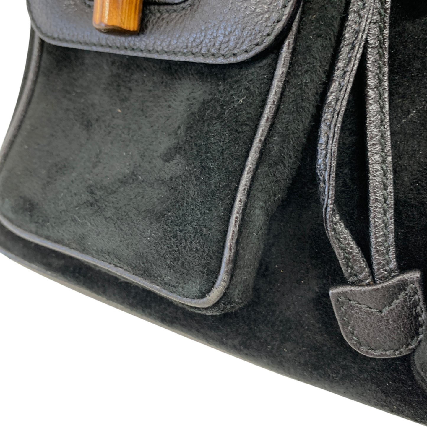 Bamboo Black Suede Backpack