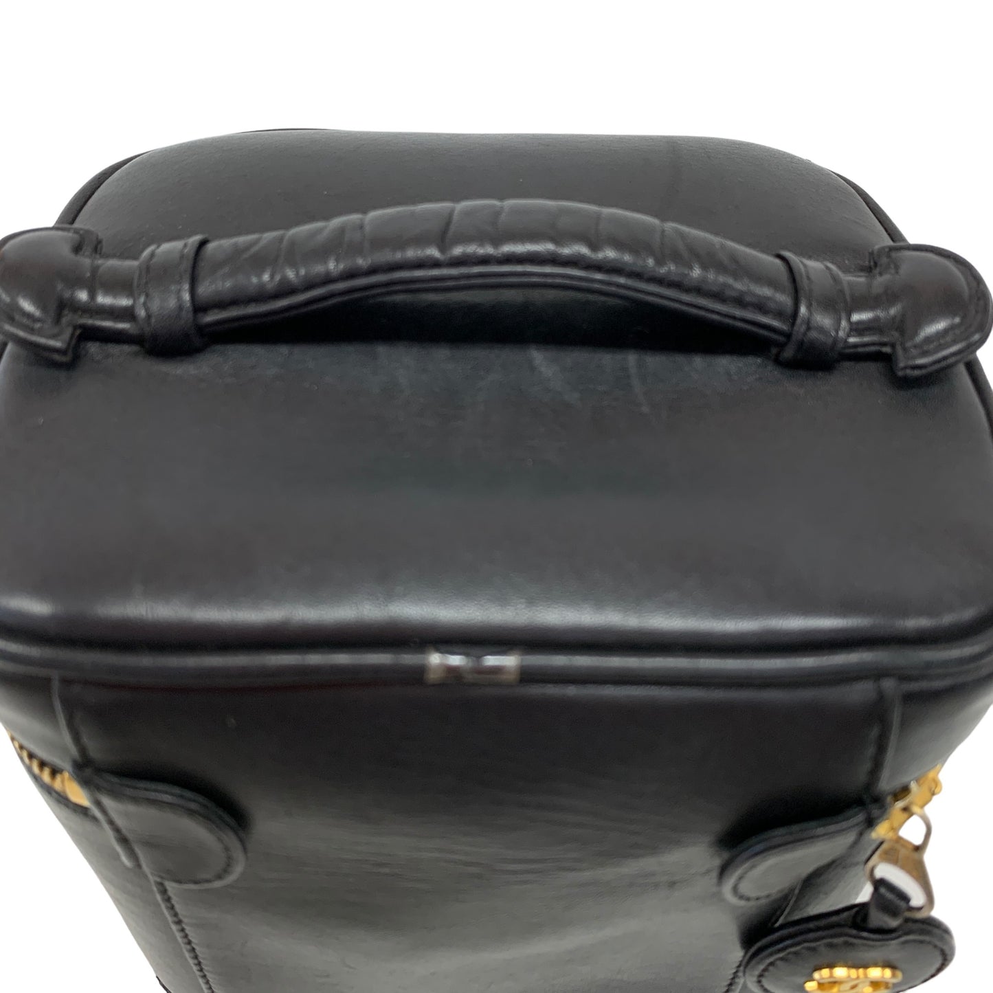 Vertical Black Leather Vanity Bag