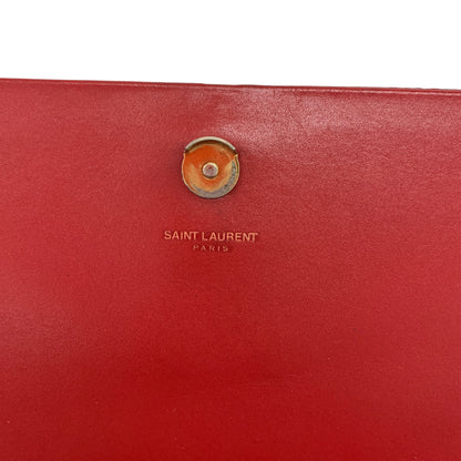 YSL Logo Red Chain Clutch Bag