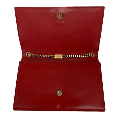 YSL Logo Red Chain Clutch Bag