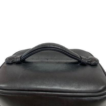 Vertical Black Leather Vanity Bag