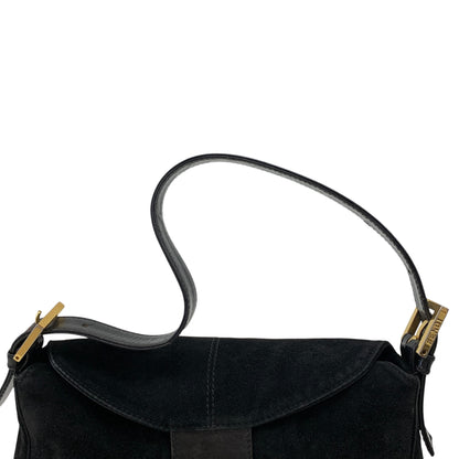 FF Logo Suede Leather Shoulder Bag