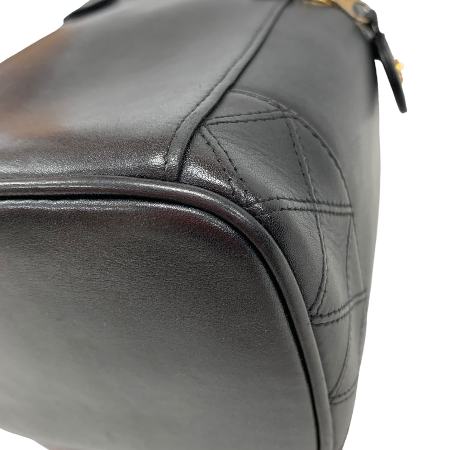 Vertical Black Leather Vanity Bag