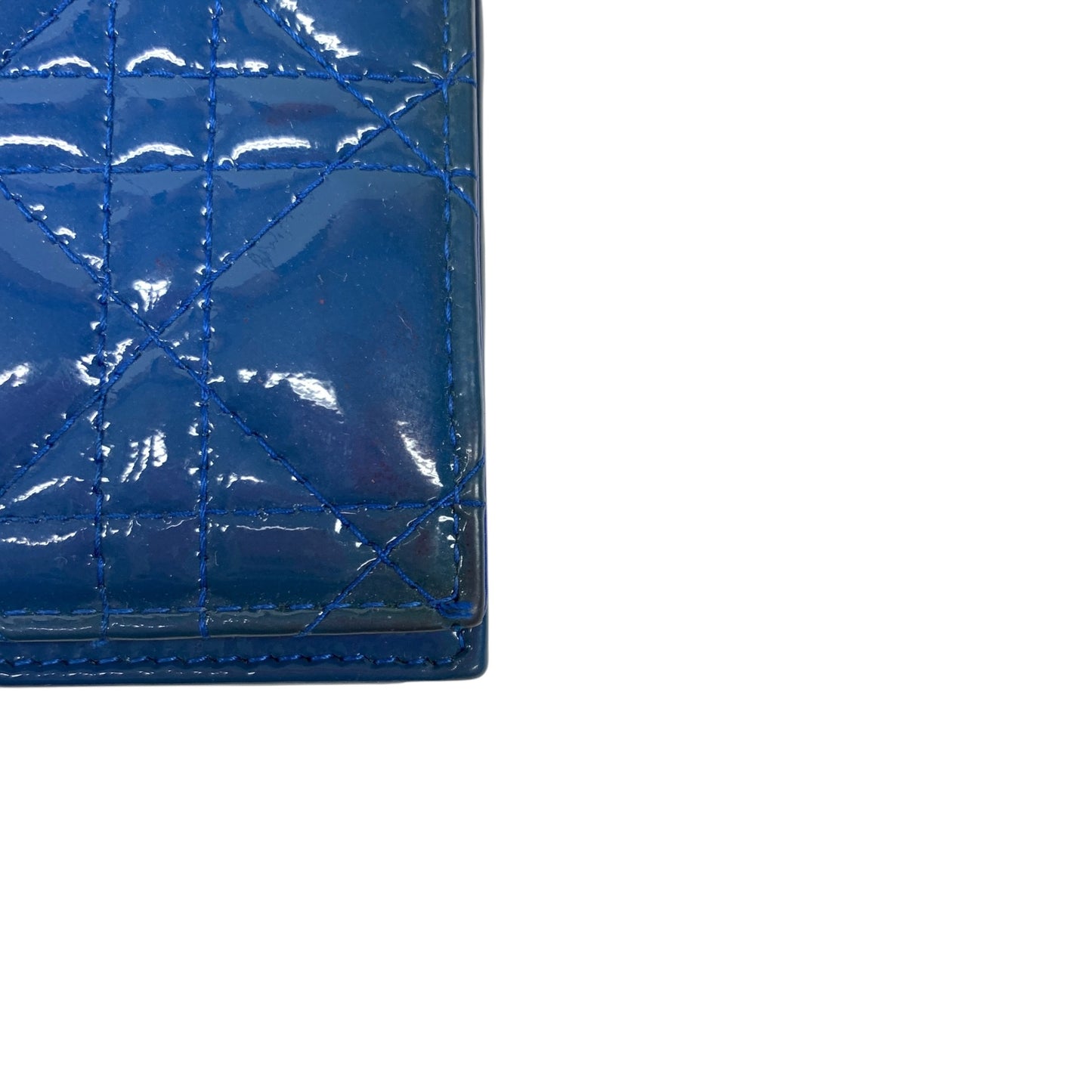 Cannage Patent Leather Wallet on Chain