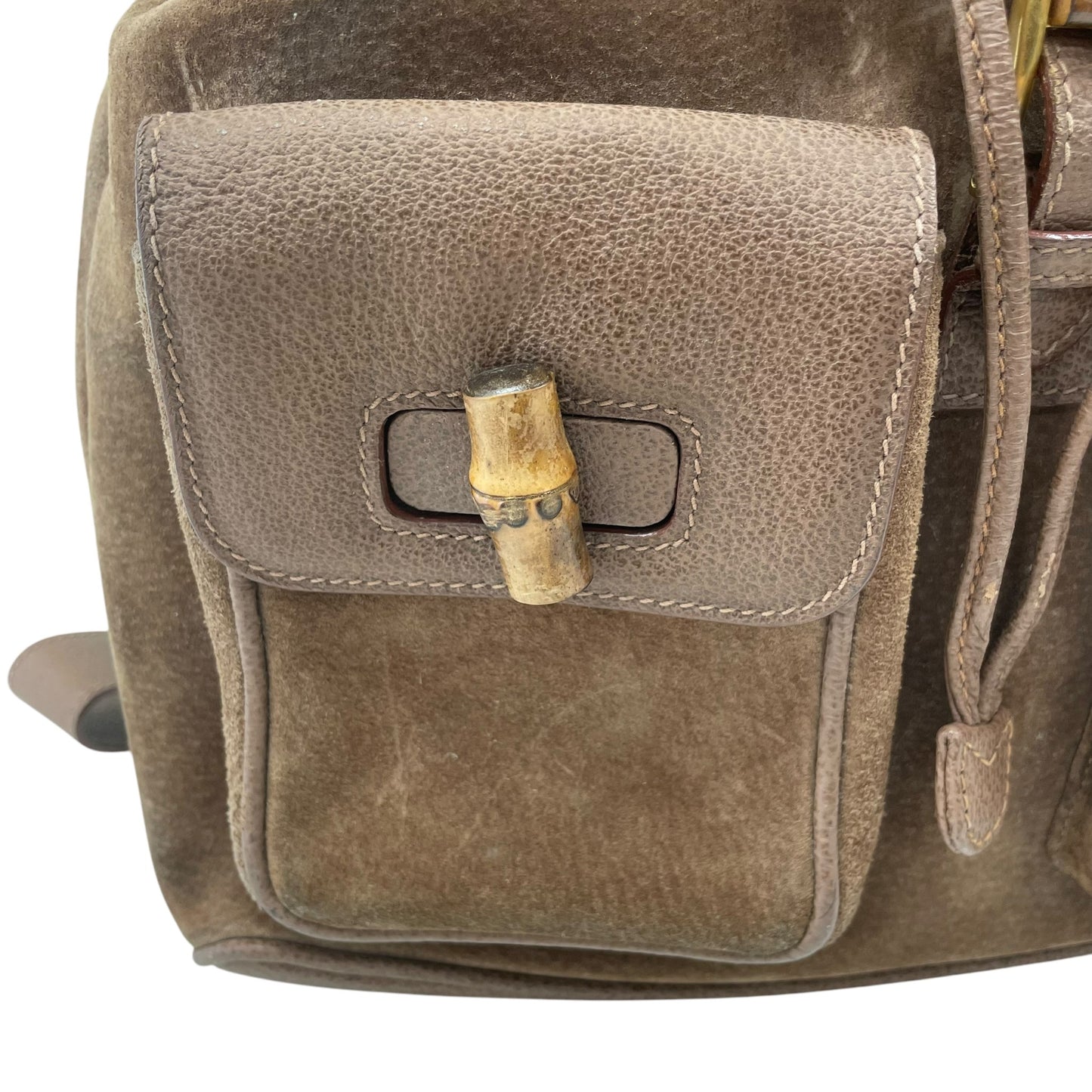 Bamboo Brown Suede Backpack