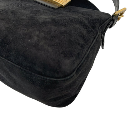 FF Logo Suede Leather Shoulder Bag