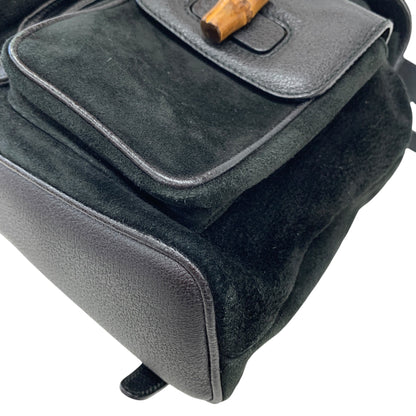 Bamboo Black Suede Backpack