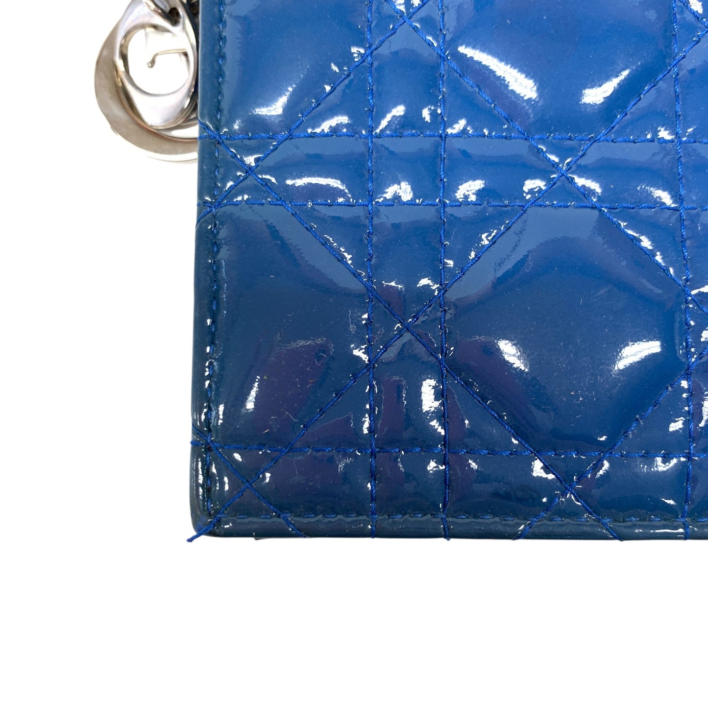 Cannage Patent Leather Wallet on Chain