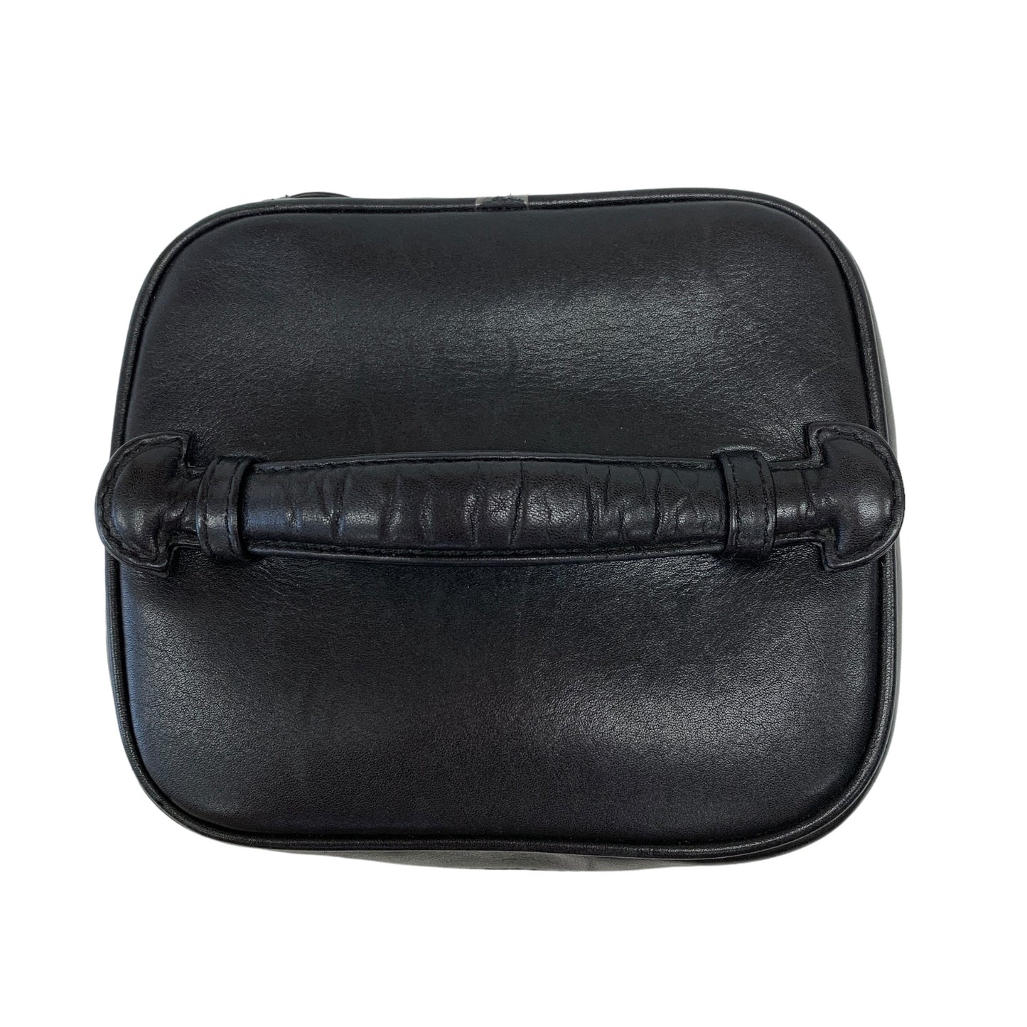 Vertical Black Leather Vanity Bag