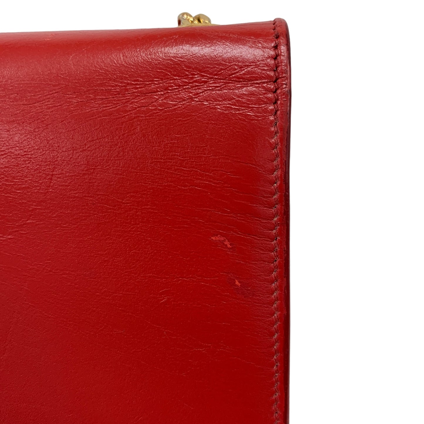 YSL Logo Red Chain Clutch Bag