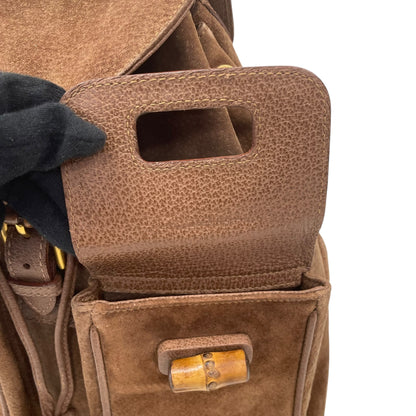 Bamboo Brown Suede Backpack